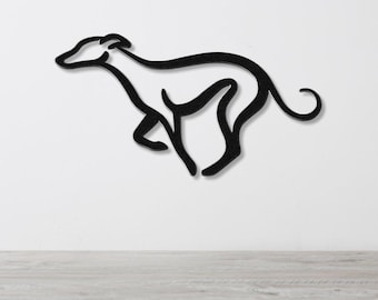 Greyhound Metal Wall Art - Minimalist Dog Silhouette - Powder-Coated Steel, Weatherproof, Indoor Outdoor Home Accent