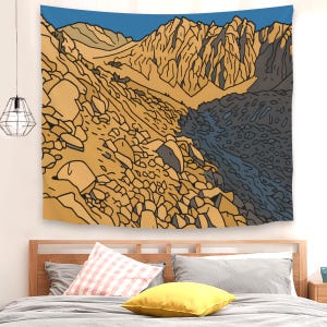 Tapestry Of Final Sierra Wall Art, Glen Pass Switchbacks Scene (John Muir Trail, Premium Fabric, Hiking Gift)