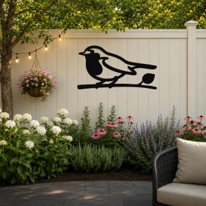Robin Metal Wall Art Nature Silhouette, Minimalist Bird Design (Indoor Outdoor, Powder-Coated Steel, Weatherproof)