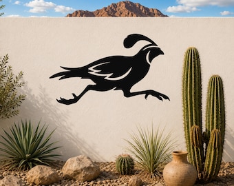 Running Quail Metal Wall Art: Minimalist Silhouette, Rust-Resistant Powder Coated Steel | Indoor Outdoor Decor, Nature Inspired