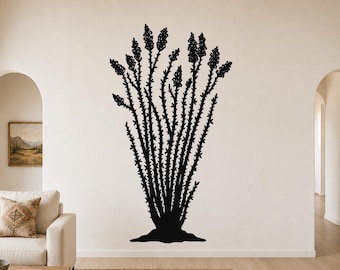 Ocotillo Metal Wall Art Southwestern Desert Sculpture, Red Tubular Flowers (Weatherproof Steel, Indoor Outdoor, Rustic Accent)