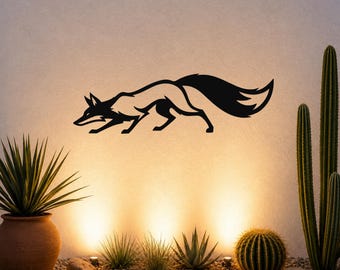 Sneaky Fox Metal Wall Art Woodland Silhouette, Rust-Resistant Steel (Powder Coated, Durable Indoor Outdoor Decor)