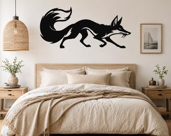Sneaky Fox Metal Wall Art - Rustic Woodland Silhouette, Powder Coated Steel, Indoor Outdoor, Weatherproof Wildlife Decor