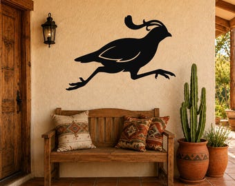 Running Quail Metal Wall Art - Desert Wildlife Sculpture - Powder Coated Steel, Rust Resistant, Indoor Outdoor Decor