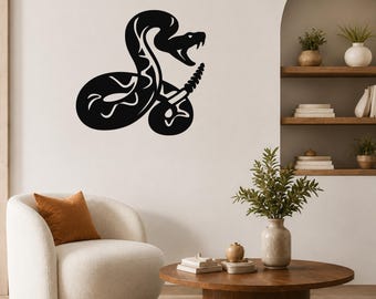 Striking Snake Metal Wall Art: Bold Silhouette - Powder Coated Steel, Indoor Outdoor, Desert Trail Inspired
