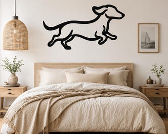 Dachshund Metal Wall Art, Playful Dog Silhouette (Indoor Outdoor)