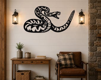 Striking Snake Metal Wall Art: Minimalist Desert Silhouette - Powder Coated Steel, Rust Resistant, Indoor Outdoor Use