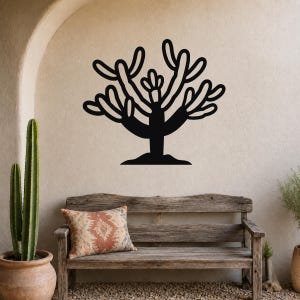 Cholla Metal Wall Art - Woestijnbotanische sculptuur - weerbestendig metaal, binnen en buiten, op het zuidwesten geïnspireerde kantoor- of woondecoratie