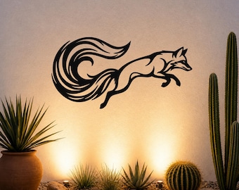 Sneaky Fox Metal Wall Art Rustic Silhouette, Woodland Animal Design (Powder Coated Steel, Indoor Outdoor, Durable Decor)