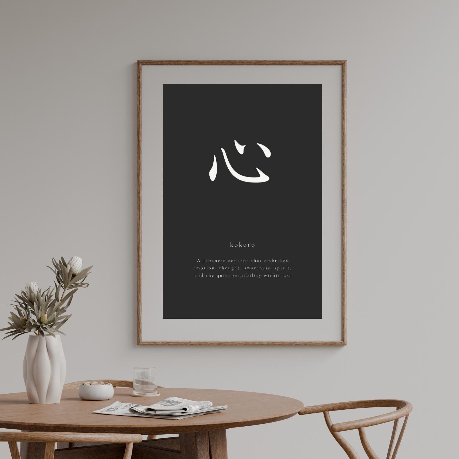 Zen Kokoro Kanji Art Print, Japanese Calligraphy (digital Download