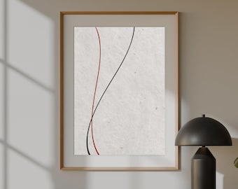 Sztuka ścienna Japandi – abstrakcyjna sztuka japońska do druku tuszem, nowoczesna sztuka zen sumi-e, minimalistyczny, neutralny wystrój