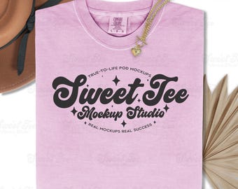 Comfort Colors Blossom T-Shirt Mockup: Flat Lay Product Photo (C1717) (Digital Download)