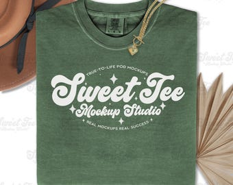 Comfort Colors 1717 Moos T-Shirt Mockup: Unisex Flat Lay (Digitaler Download)