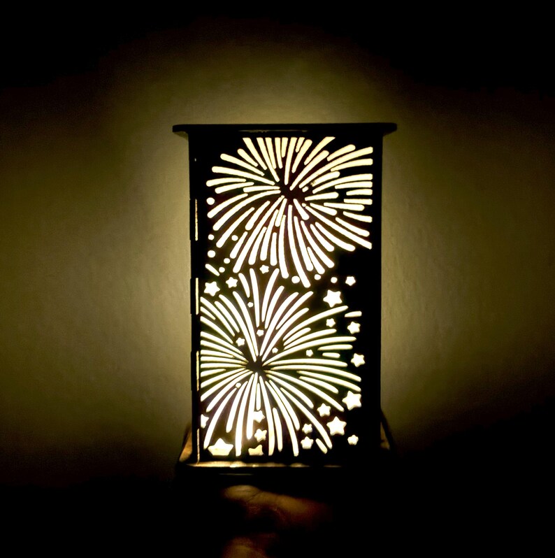 Rectangle Fireworks Wooden Firework Solar Power: Festive Holiday Decor, New Year, July 4th ...