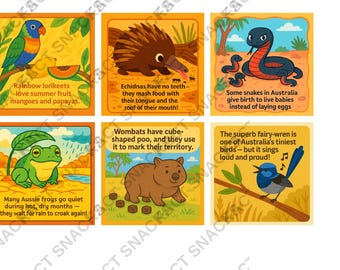 Aussie Animal Fact Cards voor kinderen: educatieve flashcards (digitale download)