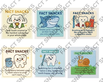 Snacks met tandenfeiten: afdrukbare leerkaarten voor kinderen (digitale download)