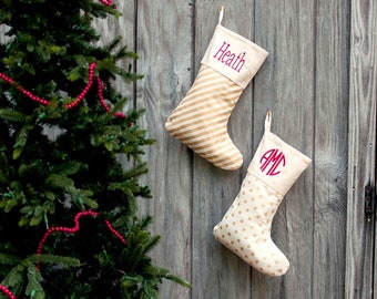 personalized christmas stocking free monogram family stockings gold dots gold stripes burlap and burlap with trim - Gold Christmas Stocking personalized christmas stocking free monogram family stockings gold dots gold stripes burlap and burlap with trim - Gold Christmas Stocking