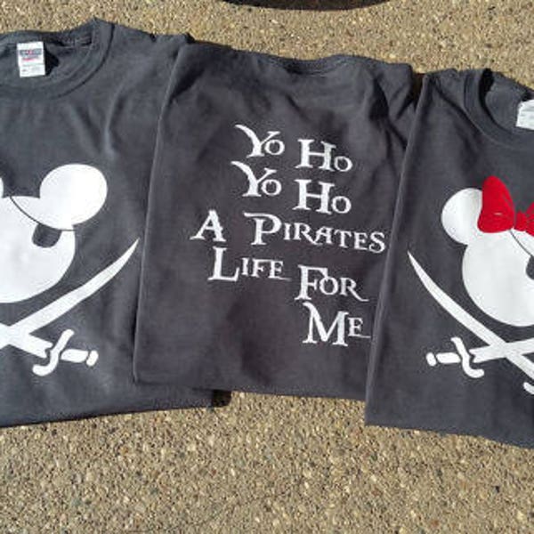 Gray Yo Ho Yo Ho Pirate Mickey / Minnie Shirt - Disney World Shirt for the whole FAMILY
