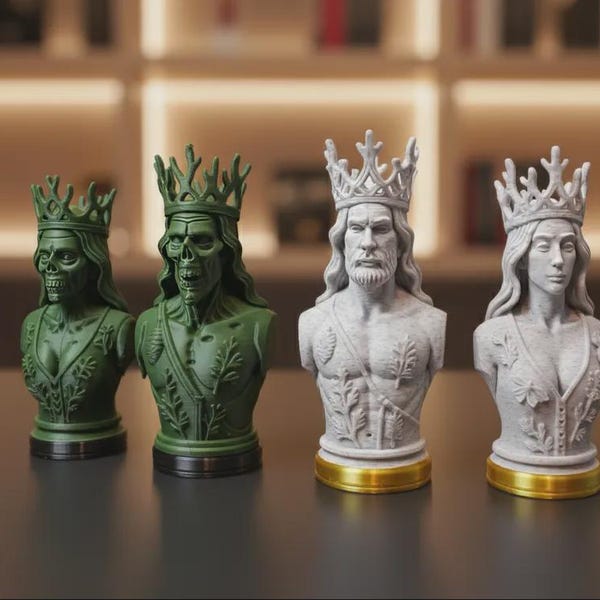 Humans vs Zombies Schach Set | Luxus 3D Gedrucktes Schachspiel | Horror Strategie Brettspiel | Einzigartige Schachfiguren mit Brett