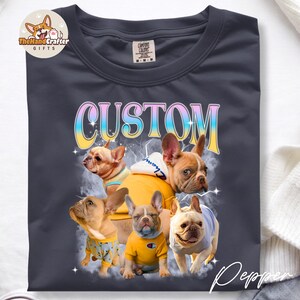 Personalized Dog Photo Comfort Color, Bootleg Pet Portrait Tshirt, Gift For Pet Lovers