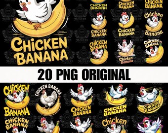 20 Design Chicken Banana Png, Cute Cartoon Meme Humor Shirt Digital Download,Funny Chicken And Banana Singing Sublimation Design