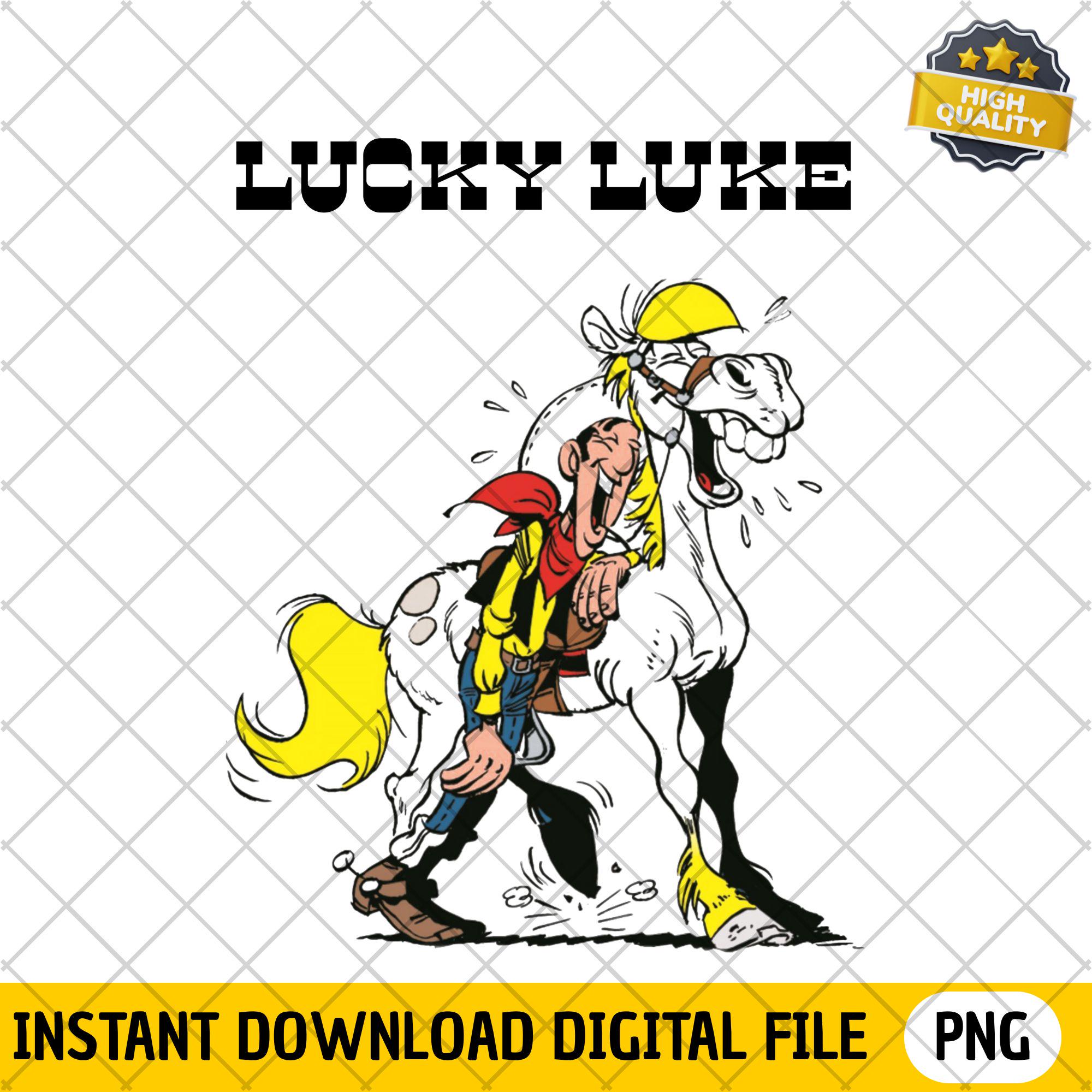 Coupon De Tissu Vintage Lucky Luke - Dimensions 40 X 77 Cm, Matière Polyester/coton, état Parfait, Lavé