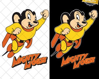 Retro Supereroe Cartoon Mighty Mouse PNG e SVG Download digitale - Download istantaneo