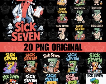 20種類のデザイン「Sick Seven 67」ハロウィンコスチュームPNG、流行のティーンスラングPNG、昇華転写プリント用面白いハロウィンミームデザイン