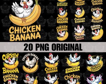 20 Design Chicken Banana Png, Funny Chicken And Banana Singing Sublimation Design, Cute Cartoon Meme Adult Humor Shirt Digital Download