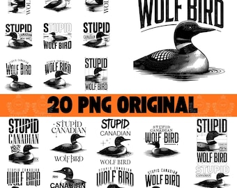 20 lobos canadienses: descarga digital, impresión de colimbo, arte divertido de vida silvestre, regalo para amantes de la naturaleza, recuerdo de Canadá, decoración de pared