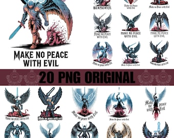 20デザイン「悪と和解しない」PNG SVG、面白い信仰デザイン、大天使戦士キリスト教霊的戦い天使対悪魔デザイン
