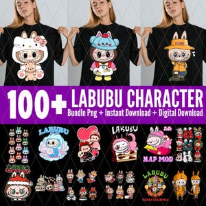 Kawaii Labubu Chibi Clipart Bundle: 100+ PNG & SVG Files (Digital Download)