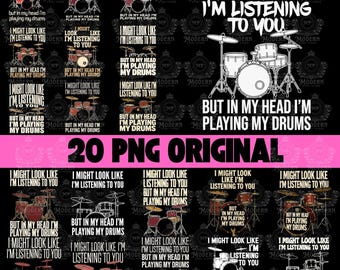 20 Drummer Humor Digital, Drums in My Head, Funny Drum Set, Drummer Gift, Percussionist Print, Musician Wall Art, Digital Download
