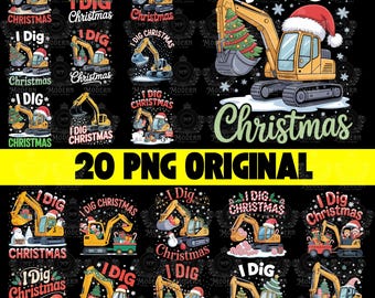 20 Design I Dig Christmas PNG, Christmas Boy PNG, Christmas Kid png, Christmas Excavator png