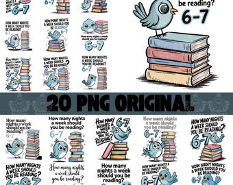 20 Design, wie viele Nächte in der Woche sollten Sie 6-7 Png lesen, Lehrer Sechs Sieben 67 Png, Taube Elefant Schweinchen Kinderbücher Png