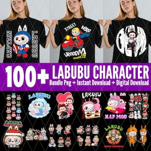 Labubu Cartoon PNG Bundle: 100+ Character Designs (Digital Download)