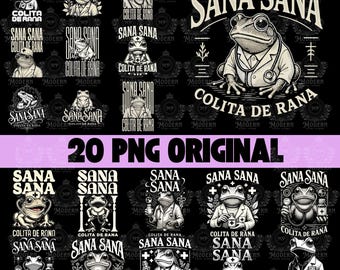 20 Sana Sana Sana Colita de Rana PNG, Funny Frog Doctor Design, dicton espagnol Illustration, téléchargement numérique PNG par sublimation
