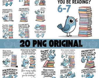 20 Design, wie viele Nächte in der Woche sollten Sie 6-7 Png lesen, Taube Elefant Schweinchen Kinderbücher Png, Lehrer Sechs Sieben 67 Png Digital