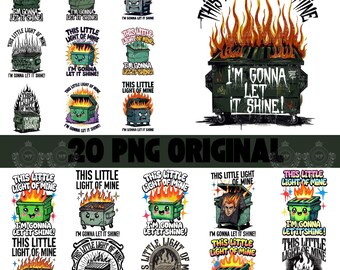 20 Funny Dumpster Fire Clipart, This Little Light of Mine PNG, It's All Good PNG,Emotional Dumpster Fire,Snarky Sublimation Design,DTF Shirt