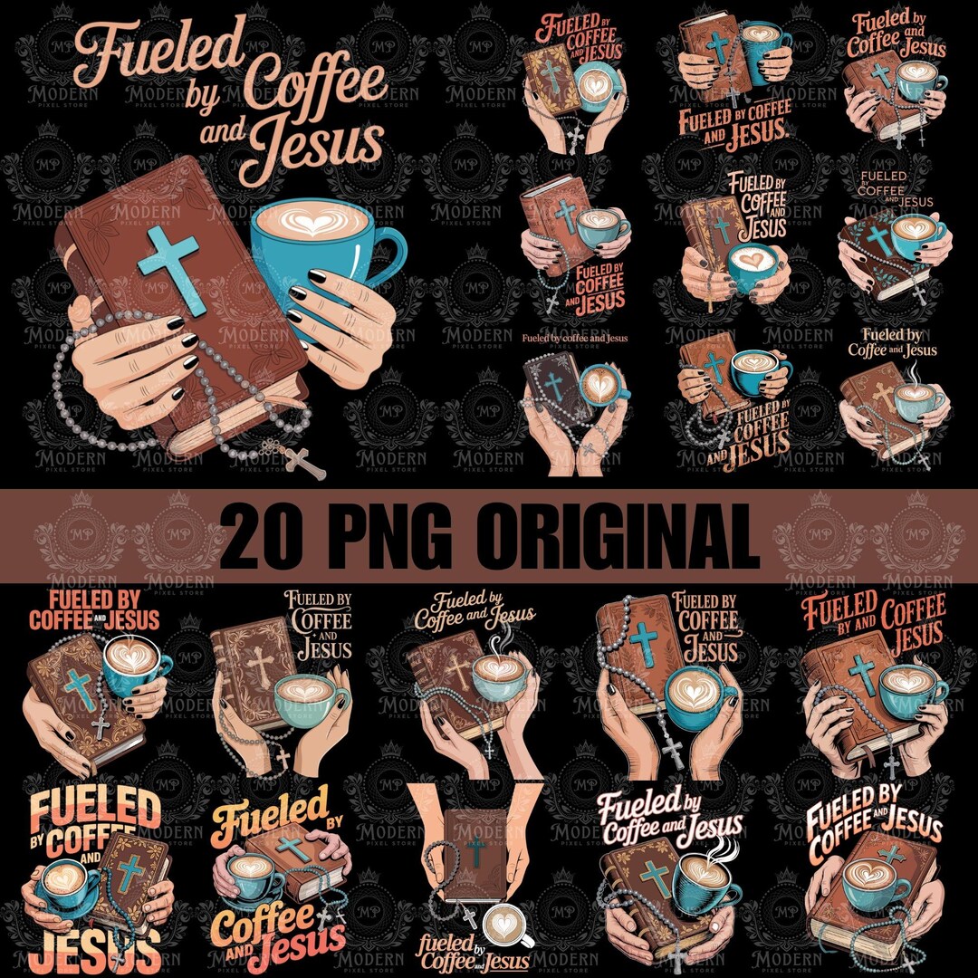 20 Fueled by Coffee and Jesus Png, PNG Sublimation Design Download ...