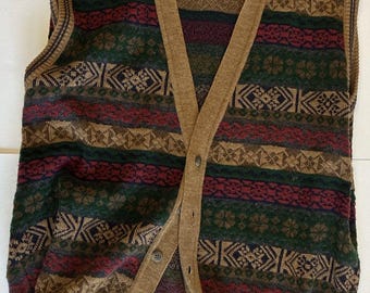 VTG The Italian Sweater Co. Sweater Vest, Size XL, Made In Italy, Grandmacore