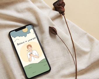 Minimalistyczna tapeta na telefon | Pozytywne cytaty | Tapeta boho | Pobieranie cyfrowe | Estetyczna tapeta | Eleganckie tapety z szablonami canva