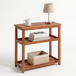 Narrow End Table with Shelf – Slim Side Table, Nightstand for Small Spaces, Bedroom, Living Room, Balcony or Outdoor