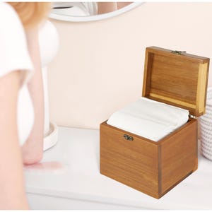 Acacia Box for 50 Disposable Clean Skin Towels XL (Towels NOT Included), Wooden Container for Face Towelettes Bathroom Counter Storage