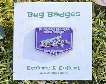Praying Mantis Enamel Pin (#23 of 36) - Collectible Bug Badge + Optional Display Banner