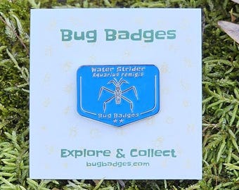 Water Strider Enamel Pin (#07 of 36) - Collectible Bug Badge + Optional Display Banner