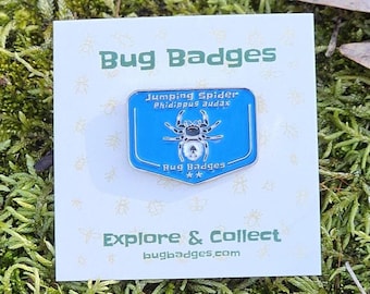 Jumping Spider Enamel Pin (#10 of 36) - Collectible Bug Badge + Optional Display Banner
