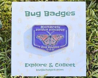Monarch Butterfly Enamel Pin (#29 of 36) - Collectible Bug Badge + Optional Display Banner