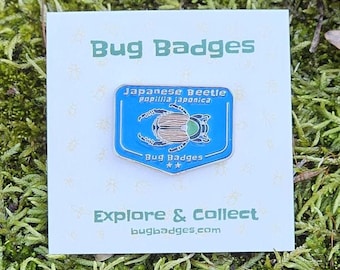 Japanese Beetle Enamel Pin (#20 of 36) - Collectible Bug Badge + Optional Display Banner