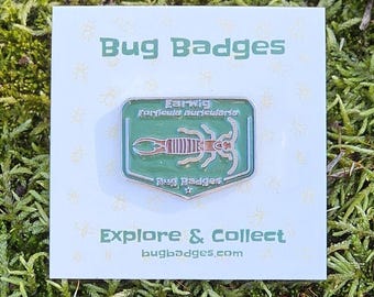 Earwig Enamel Pin (#15 of 36) - Collectible Bug Badge + Optional Display Banner